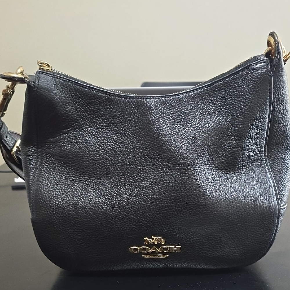 Coach Black Pebbled Leather Shoulder Bag